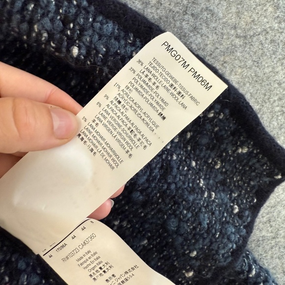 Armani Collezioni Womens Navy Blue Textured Tweed Knit Jacket Blazer Size 8 - Picture 3 of 13